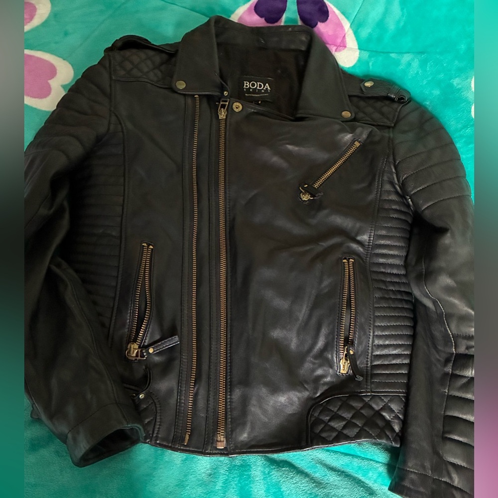 Boda skins Black Leather Jacket for men